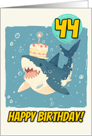 44 Years Old Happy Birthday Shark with Birthday Cake card