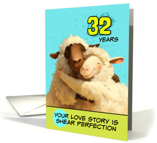 32 Year Wedding Anniversary Happy Sheep Couple card (1863326)