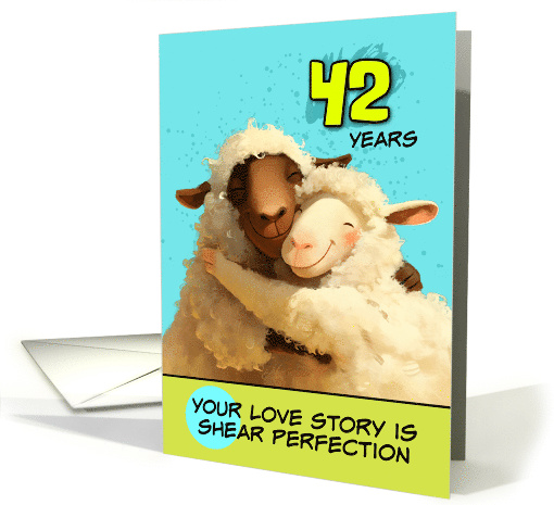 42 Year Wedding Anniversary Happy Sheep Couple card (1863350)