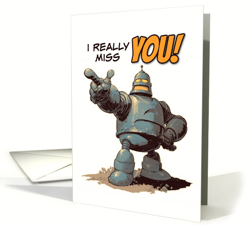 Missing You Pointing Finger Robot card (1863668)