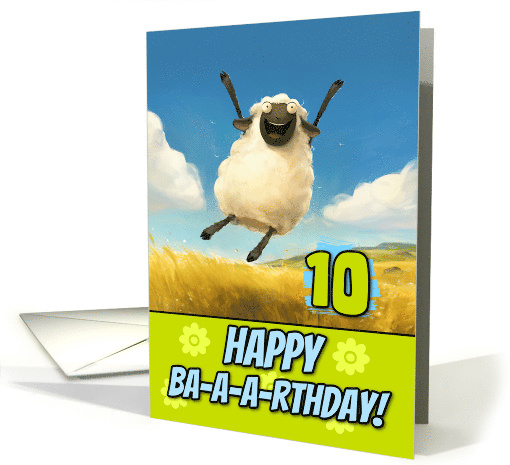 10 Years Old Happy Birthday Bouncing Sheep card (1863836)
