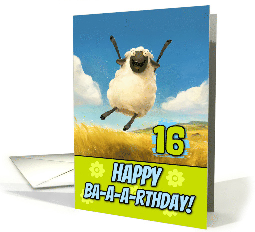16 Years Old Happy Birthday Bouncing Sheep card (1863854)