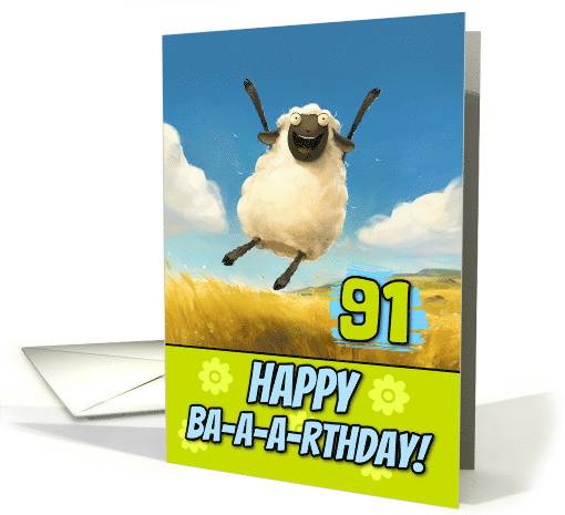 91 Years Old Happy Birthday Bouncing Sheep card (1863966)