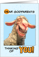 Godparents Thinking of You Smiling Sheep card