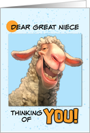 Great Niece Thinking of You Smiling Sheep card
