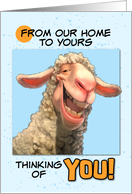 From Our Home to Yours Thinking of You Smiling Sheep card