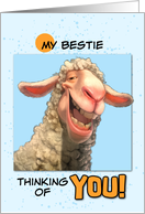 Bestie Thinking of You Smiling Sheep card