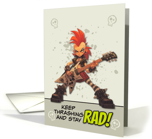 Thinking of You Punk Rock Chick with Guitar card (1864284)