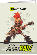Aunt Thinking of You Punk Rock Chick with Guitar card