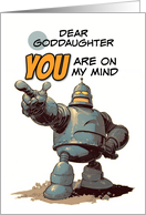 Goddaughter Thinking of You Pointing Finger Robot card