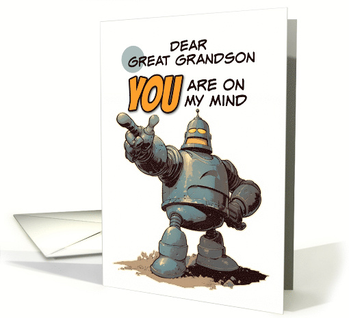 Great Grandson Thinking of You Pointing Finger Robot card (1864356)