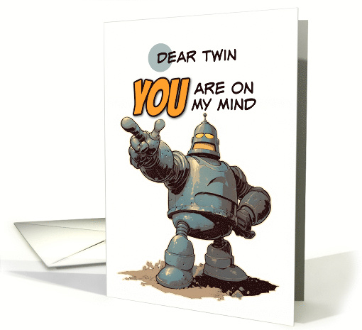 Twin Thinking of You Pointing Finger Robot card (1864360)