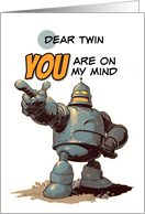 Twin Thinking of You Pointing Finger Robot card