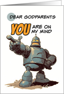 Godparents Thinking of You Pointing Finger Robot card