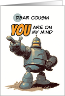 Cousin Thinking of You Pointing Finger Robot card