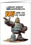 Great Grandparents Thinking of You Pointing Finger Robot card