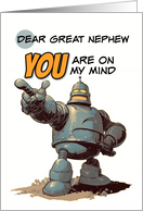 Great Nephew Thinking of You Pointing Finger Robot card
