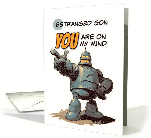 Estranged Son Thinking of You Pointing Finger Robot card (1864466)