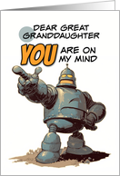 Great Granddaughter Thinking of You Pointing Finger Robot card
