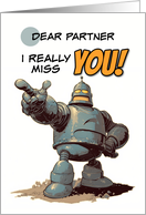 Partner Missing You Pointing Finger Robot card
