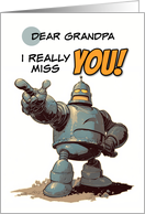 Grandpa Missing You Pointing Finger Robot card