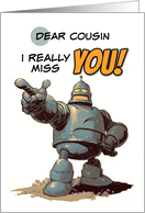 Cousin Missing You Pointing Finger Robot card