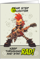 Step Daughter Thinking of You Punk Rock Chick with Guitar card
