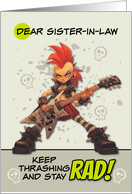 Sister in Law Thinking of You Punk Rock Chick with Guitar card