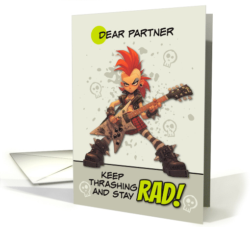 Partner Thinking of You Punk Rock Chick with Guitar card (1864782)