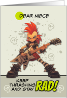 Niece Thinking of You Punk Rock Chick with Guitar card