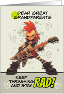 Great Grandparents Thinking of You Punk Rock Chick with Guitar card