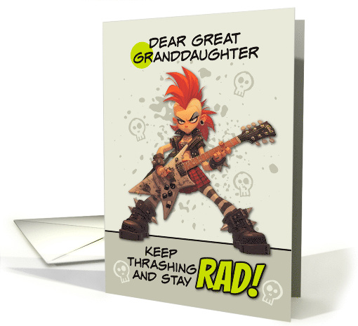 Great Granddaughter Thinking of You Punk Rock Chick with Guitar card