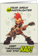 Great Granddaughter Thinking of You Punk Rock Chick with Guitar card