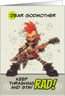 Godmother Thinking of You Punk Rock Chick with Guitar card