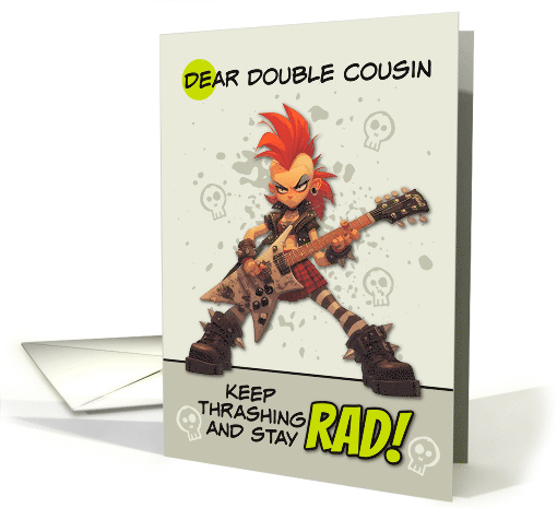 Double Cousin Thinking of You Punk Rock Chick with Guitar card