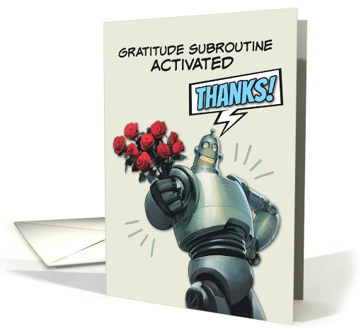Thank You Robot with Bouquet of Roses card (1864896)