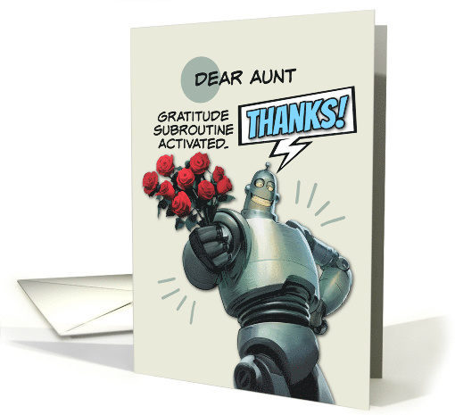 Aunt Thank You Robot with Bouquet of Roses card (1864898)