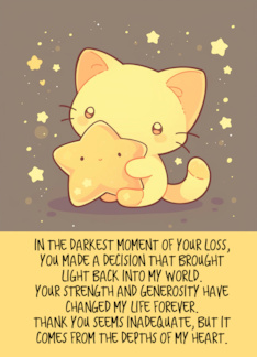 Thank You Heart Donation Kawaii Kitten with Star
