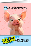 Godparents Thank You OMG You’re Awesome Piglet card