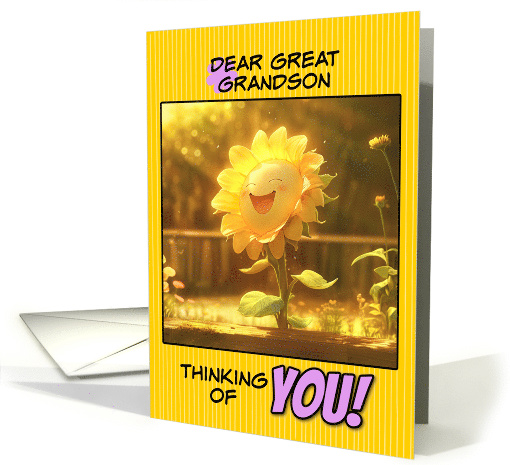 Great Grandson Thinking of You Happy Sunflower in Garden card