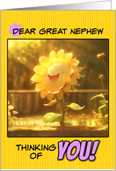 Great Nephew Thinking of You Happy Sunflower in Garden card