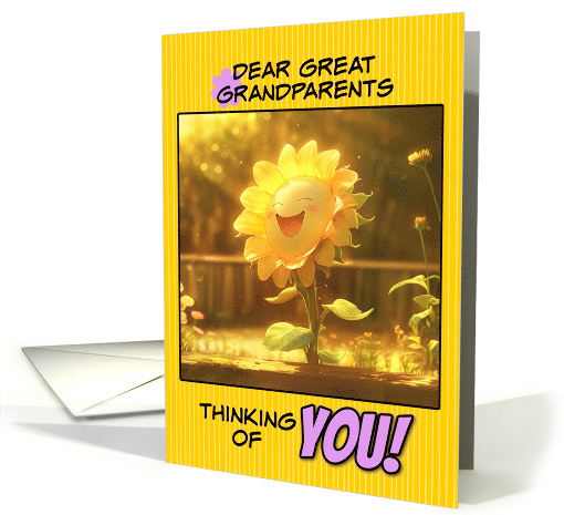 Great Grandparents Thinking of You Happy Sunflower in Garden card