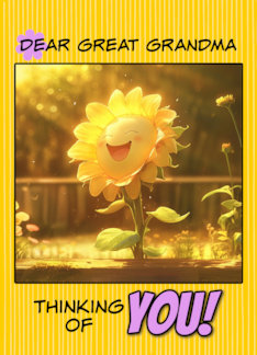 Great Grandma Thinking of You Happy Sunflower in Garden