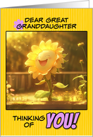 Great Granddaughter Thinking of You Happy Sunflower in Garden card