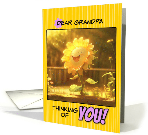Grandpa Thinking of You Happy Sunflower in Garden card (1865528)