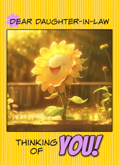Daughter in Law Thinking of You Happy Sunflower in Garden