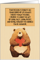 Thank You Living Donor Kawaii Bear with Heart card