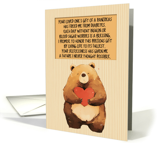 Thank You Pancreas Donor Kawaii Bear with Heart card (1865612)