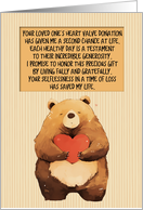 Thank You Heart Valve Donor Kawaii Bear with Heart card
