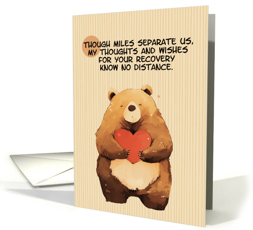 Across the Miles Get Well Feel Better Kawaii Bear with Heart card